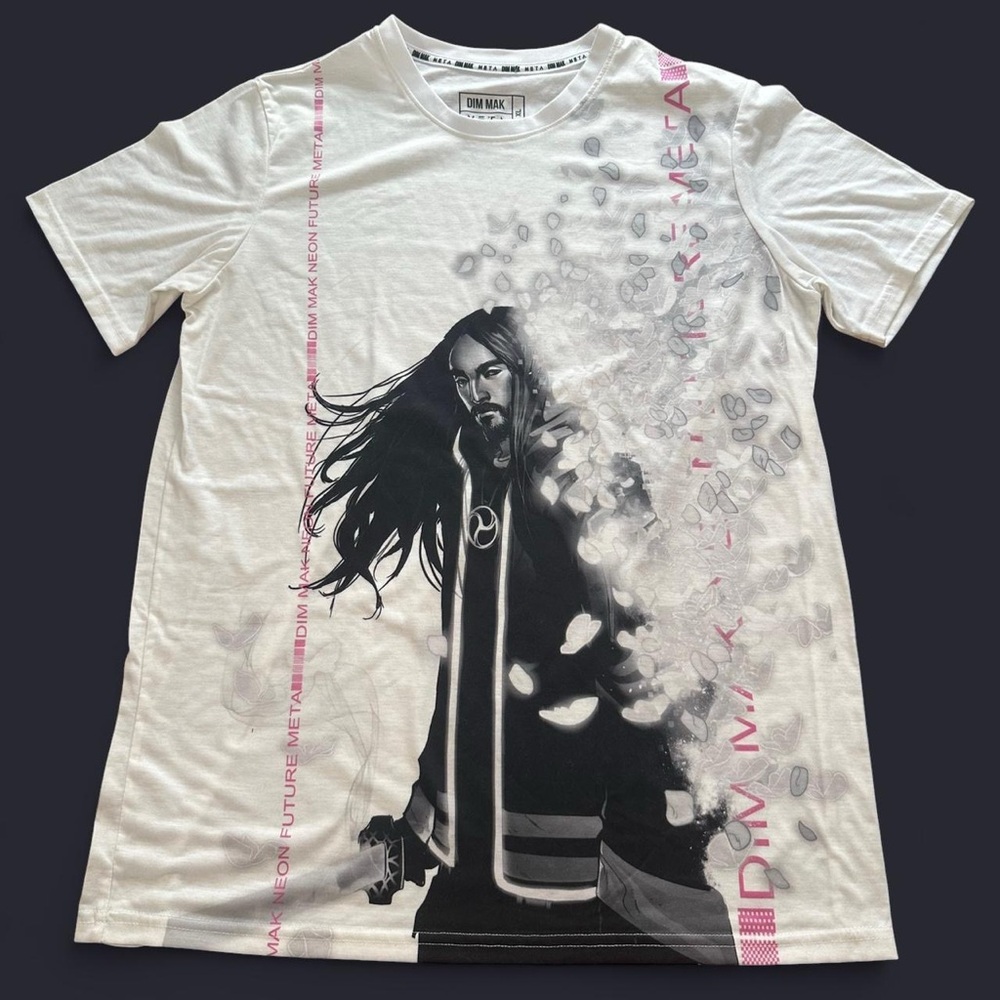 Dim‎ Mak x Meta Threads Men's Steve Aoki Neon Future White Graphic T-Shirt XL